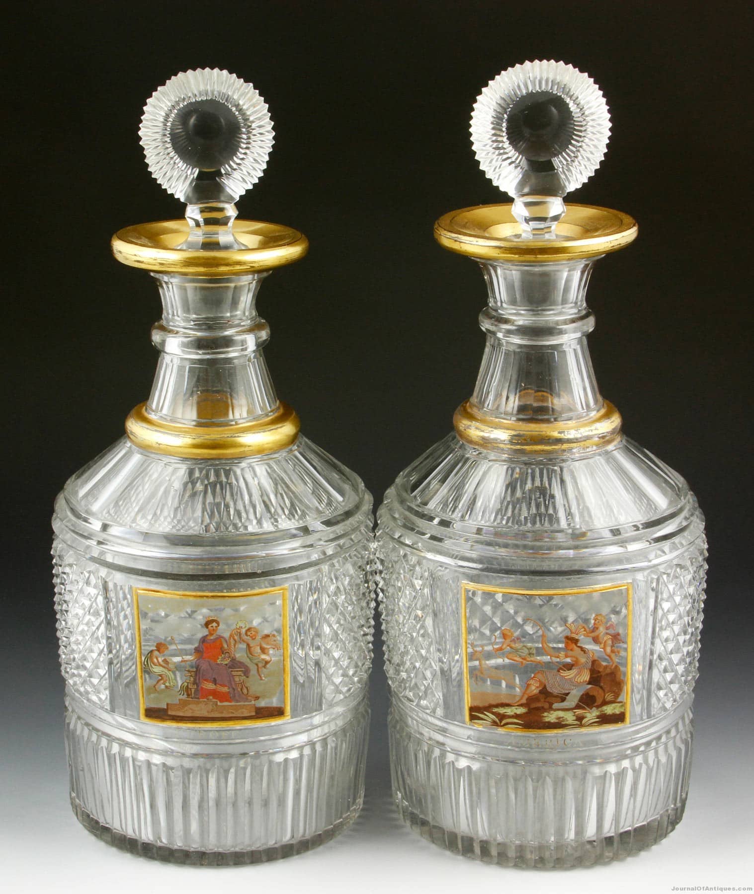 English glass decanters, $46,215, Kaminski Auc.