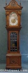 Oak tall case clock, $19,550, Carlsen