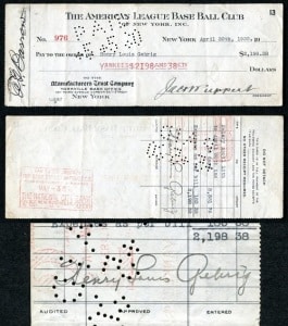 Gavels 'n' Paddles: Lou Gehrig signed check, $22,600, Philip Weiss