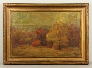 A fall landscape painting by T. C. Steele sold for $16,800 at a sale of the collection of former Secretary of State Alexander Haig