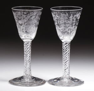 Gavels 'n' Paddles: Pair, English wine glasses, $10,925, Jeffrey S. Evans