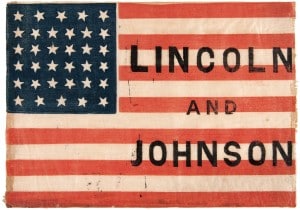 Gavels 'n' Paddles: 1864 Lincoln campaign flag, $23,656, Hake's Americana