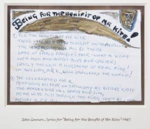 Gavels 'n' Paddles: Lennon handwritten lyrics, $354,000, Julien's Auctions