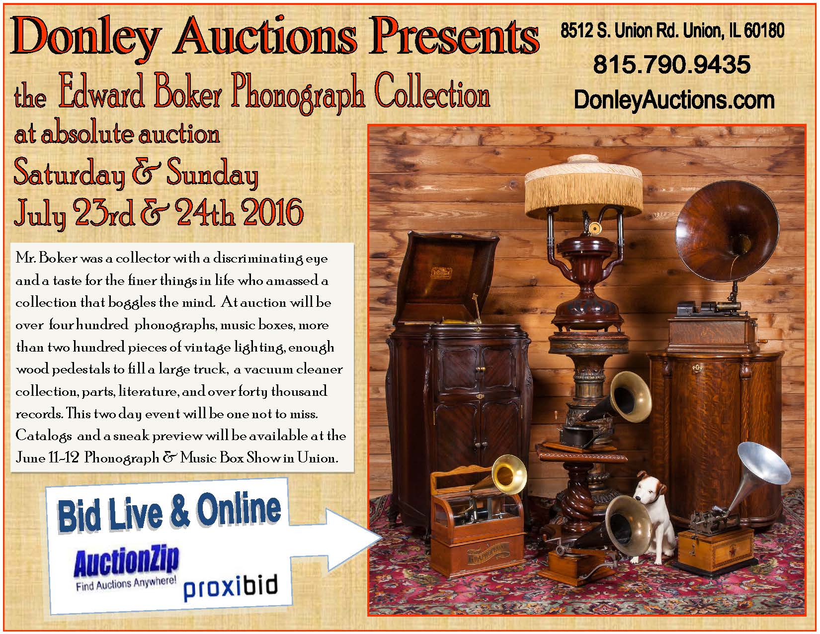Donley Auctions JULY 23 24 Antique Phonograph Auction w