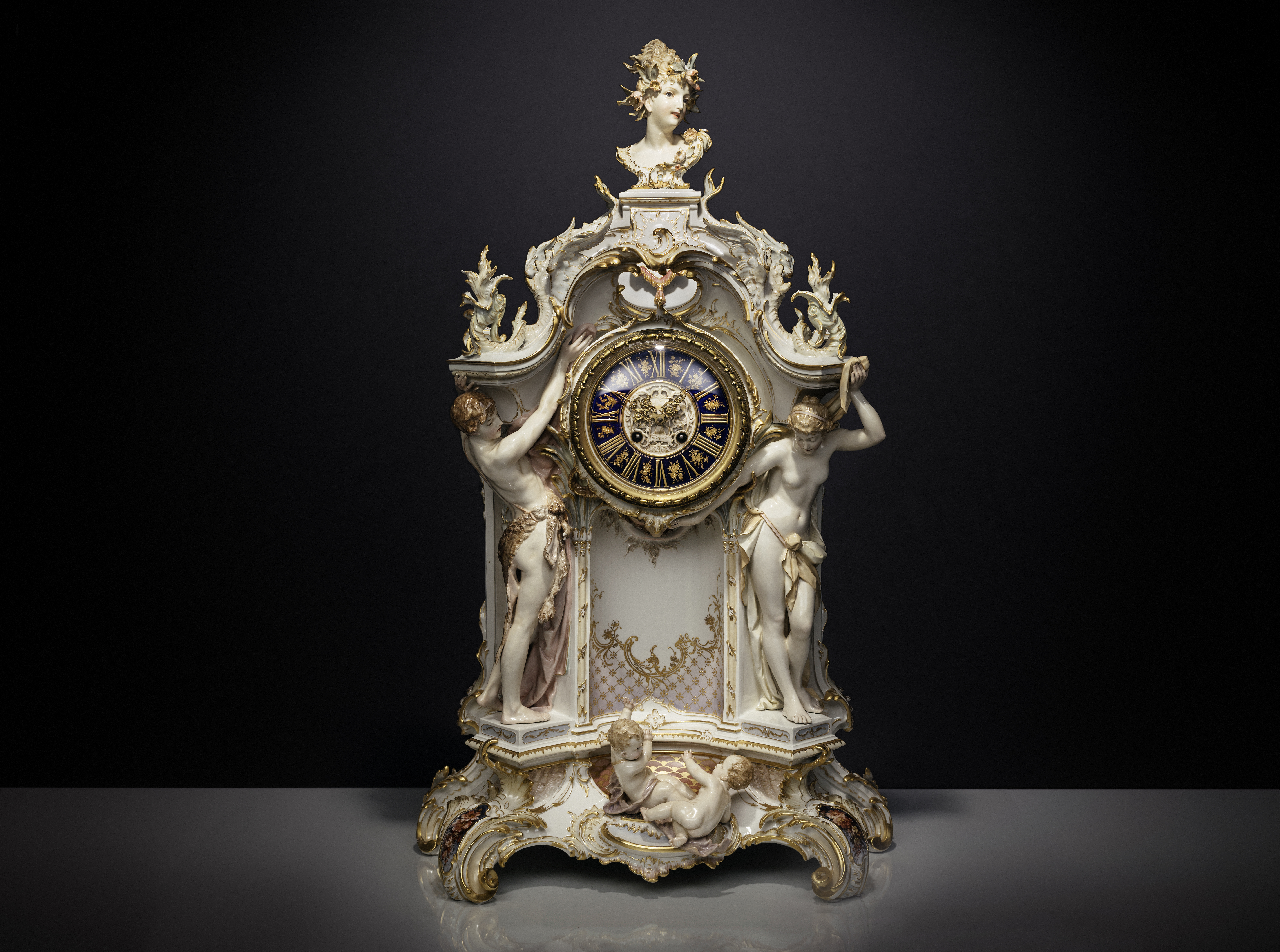 KV Paul Schley Large Mantle Clock with Weichmalerei KPM 1888 1900