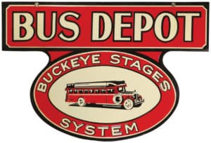 Buckeye Stages System porcelain bus depot sign brings in $52,200 at Showtime Auction's October auction