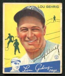 Gavels 'n' Paddles: Lou Gehrig-signed card, $49,450, Weiss Auctions