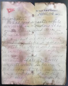 Gavels 'n' Paddles: Letter written on the Titanic, $22,500, Philip Weiss Auctions