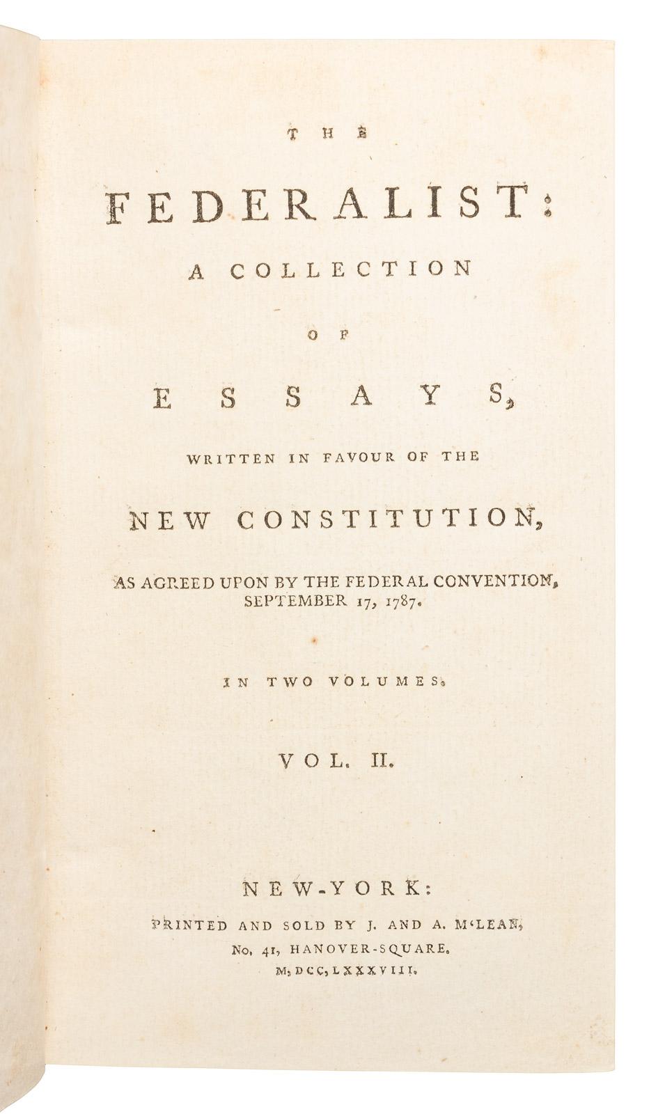Gavels 'n' Paddles: First edition, The Federalist, $223,500, PBA Galleries