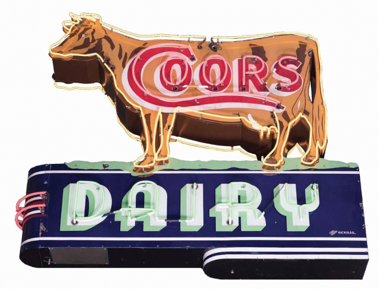 Gavels 'n' Paddles: Coors Dairy die-cut sign, $43,520 Morphy Auctions