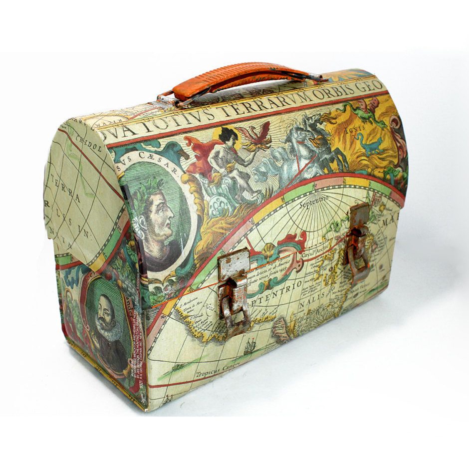 Rare decoupage outlet vintage lunchbox with shag carpet inside