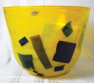 Blenko Glass Modernist “Opaque” Line large Yellow Bowl, No. 2904 made in 2004