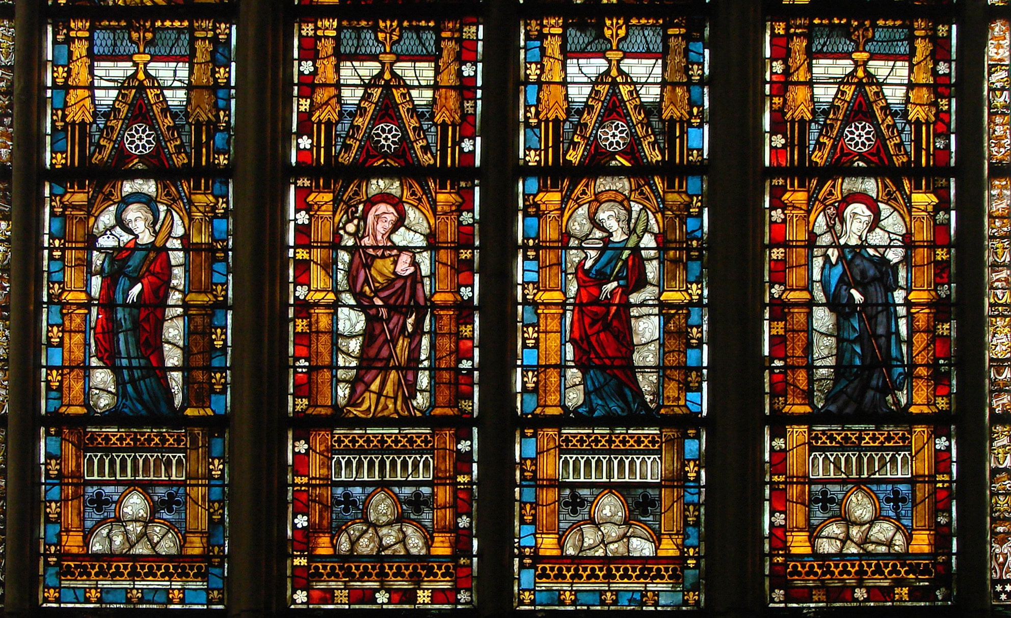 Medieval window series, Troyes Cathedral, France, 14th century.