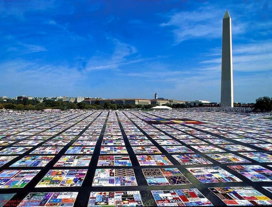 The AIDS Memorial Quilt on display on the National Mall