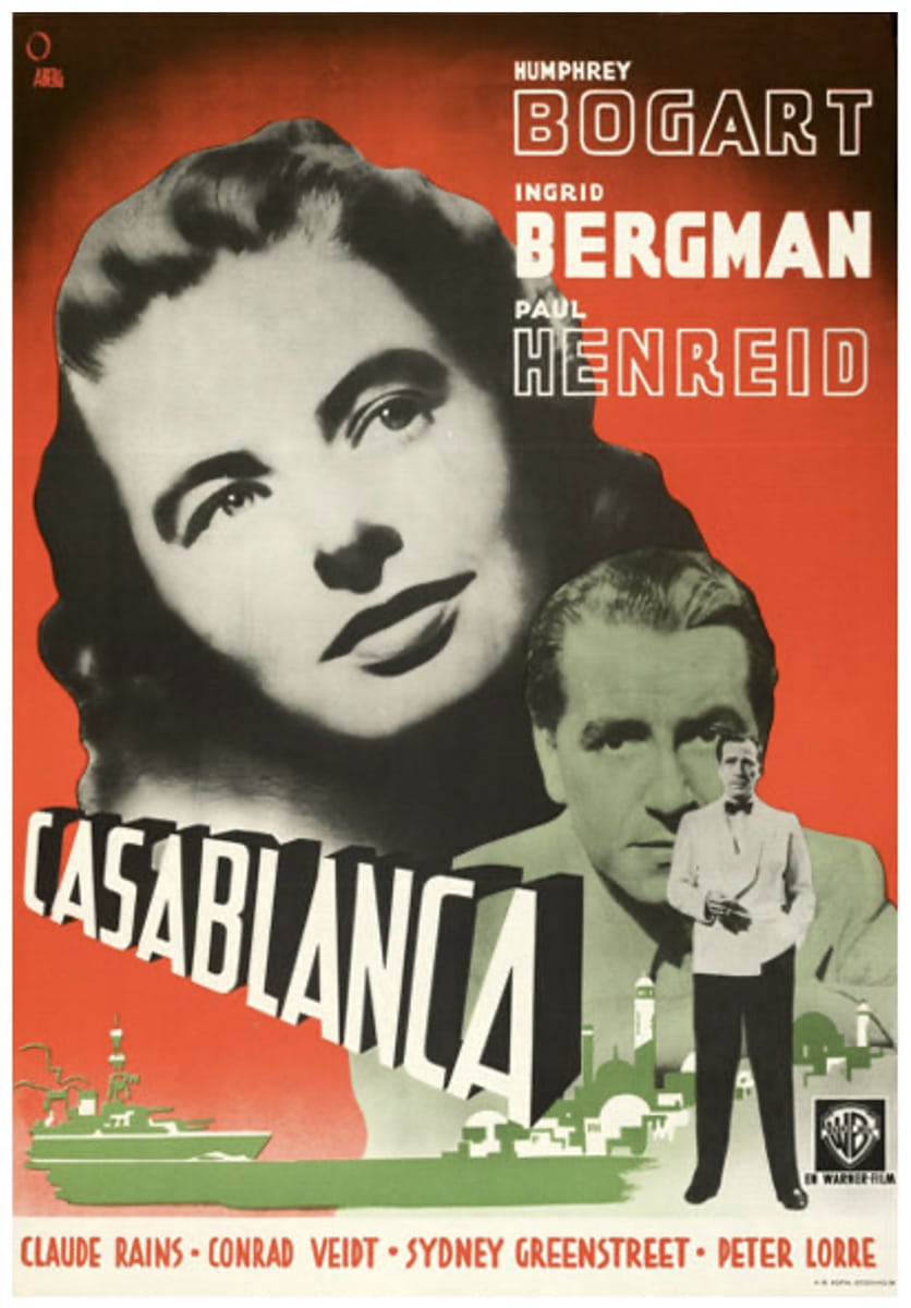 This Swedish one-sheet for Casablanca nearly tripled its estimate when it sold for $55,000 at Heritage. Image courtesy of Heritage Auctions.