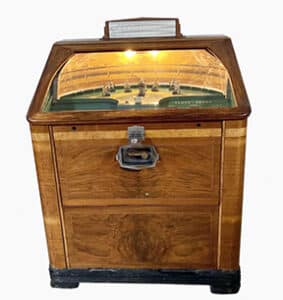             A fully functioning 1937 Rock-Ola 1937 World Series Baseball arcade game sold for $34,375 at an auction held March 21st by Fine Estate, Inc. in San Rafael, CA.