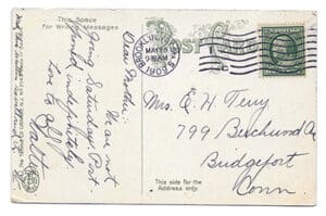 A 1909 Split- Back-Postcard with a somewhat cryptic message from a Son to his Mother