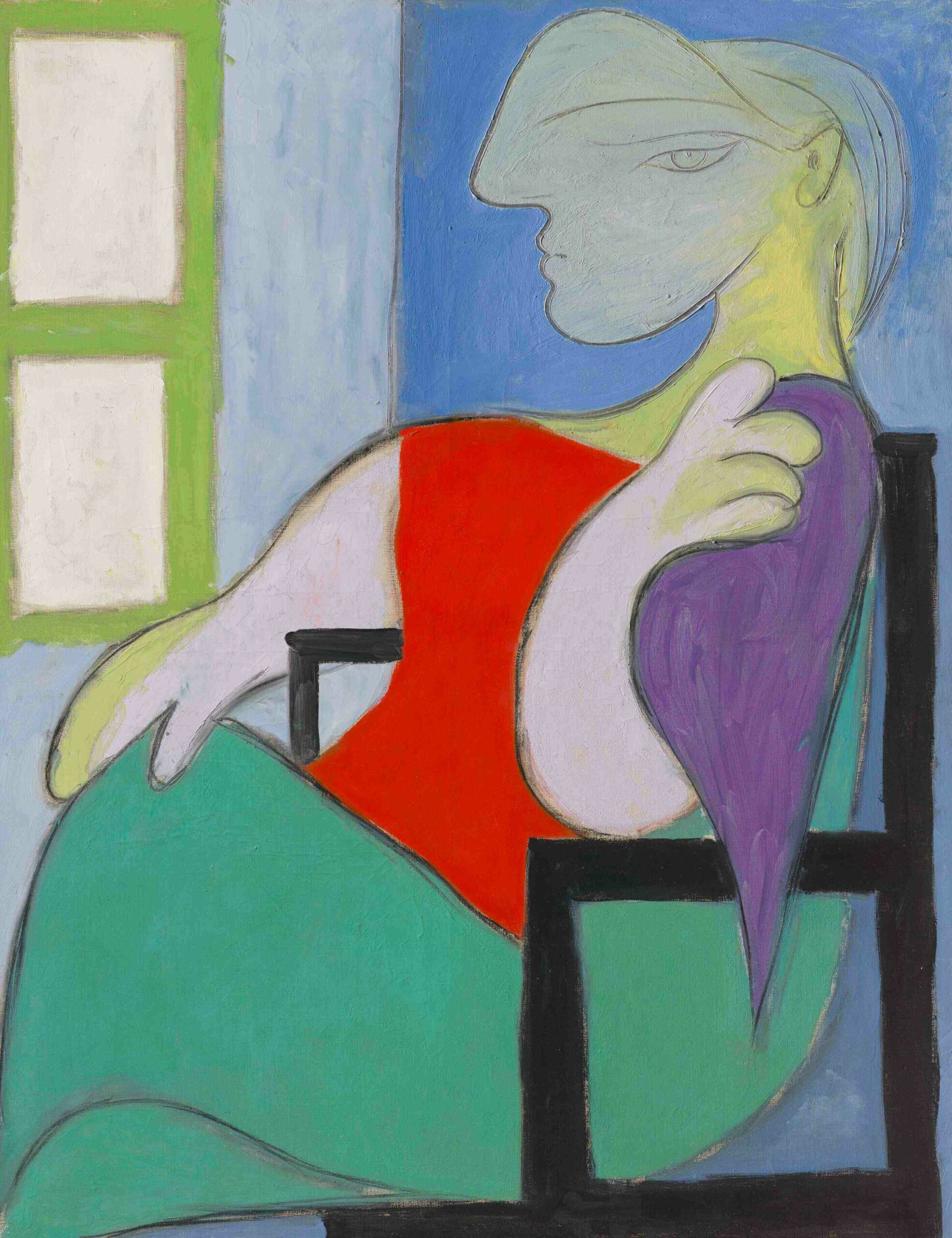 Pablo Picasso’ portrait painting of his muse (Marie-Thérèse), titled Femme assiste pres d’une fenetre (1932)
