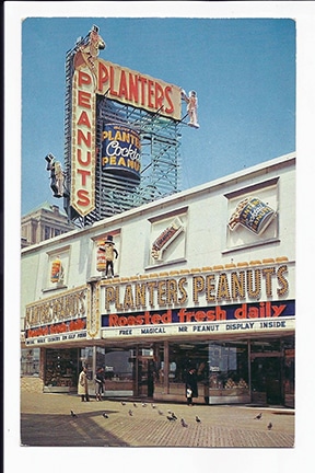 Vintage 1970s boardwalk photo of Mr. Peanut store on the boardwalk