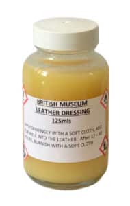 British Museum Leather Dressing, a reasonably priced and highly recommended leather conditioner