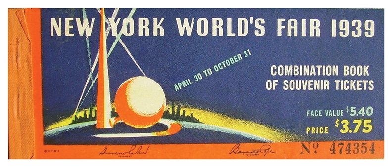You needed these to get into the Fair: 1939 Combination Book of Souvenir Tickets. Original price, $3.75 for $5.40 worth of tickets. (photo: Andy Kaufman, worldsfairauction.com)
