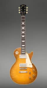 A 1959 Gibson Les Paul Standard Sunburst guitar sold for $350,000 at the sale of the Neal Schon vintage guitars collection held July 31st by Heritage Auctions in Dallas, TX