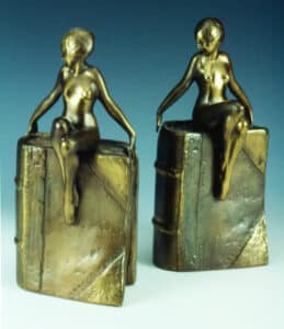 Frankart’s Lady on Book bookends. Arthur von Frankenberg’s Manhattan-based studio was noted for its female nude statuettes, which graced everything from ashtrays and bookends, to clocks and candy bowls. Around the House with Art Deco
