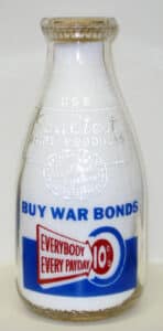 WWII War Slogan Milk Bottle
