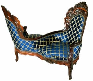 John H. Belter Rococo Revival rosewood carved and laminated tête-à-tête, chair ca. 1850-1860