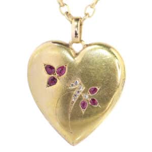 Victorian Heart Shaped Diamond and Ruby Locket
