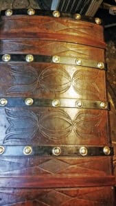 Tulip tooled leather trunk top, circa 1840 photo: Paul Norton