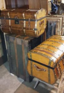 Circa 1850 “Hourglass” Saratoga trunks (top and right) photo: Paul Norton