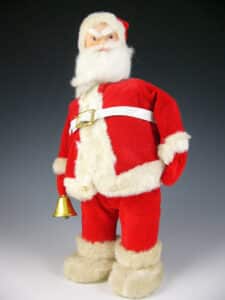 Bell-ringer, battery-operated Santa, with light-up eyes, 13-1/2” h.