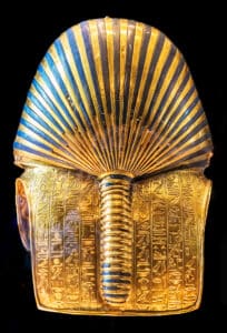 The back of Tutankhamun’s solid gold funerary mask.
