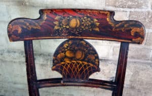 stenciled detail of chair