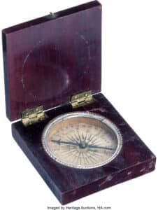 A compass that was owned by legendary frontiersman Daniel Boone sold for $109,375 at an Americana & Political Signature Auction held Feb. 25-26 by Heritage Auctions in Dallas.