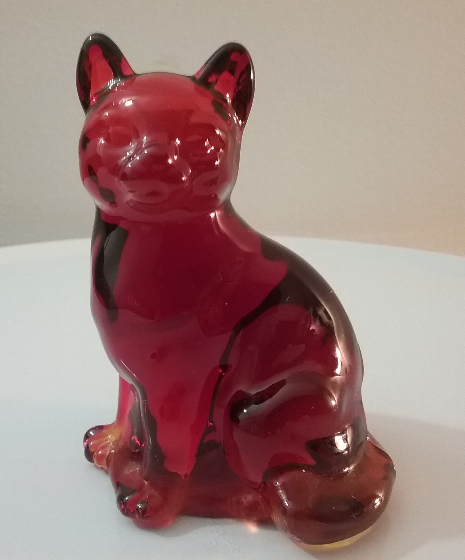 Fenton red glass cat