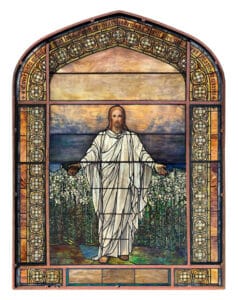 A Tiffany Studios Jesus in a Field of Lilies window sold to a church for $237,500 at a Fine and Decorative Arts auction held January 28th by Fontaine’s Auction Gallery in Pittsfield, MA