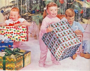 kids excited to open gifts