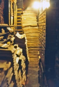 Just a small section of Bill Blackbeard’s labyrinth of newspaper comics that were stored in his home.