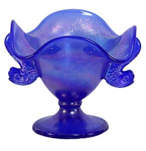 A completed Twin Dolphin Compote made by Fenton Glass in the 1990s.
