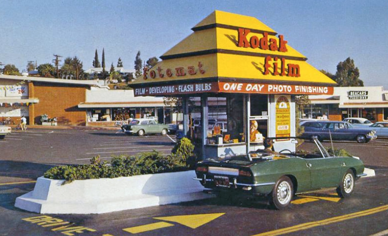 A Fotomat “hut” somewhere in Massachusetts in the 1970s.