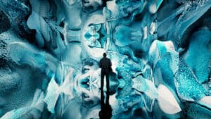 Immersive view of Glacier Dreams (render), 2023, AI-generated installation