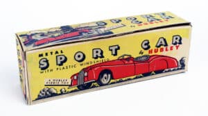 Wonderful period art on the box for the Hubley Jaguar.