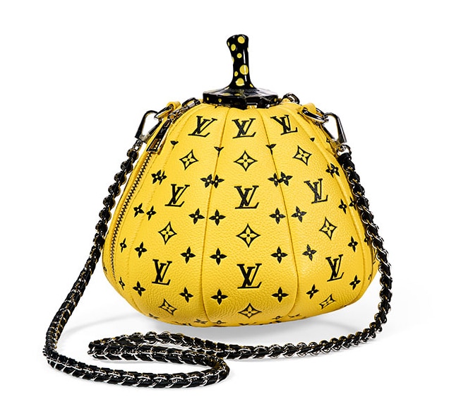 A limited-edition Louis Vuitton x Yayoi Kusama yellow and black monogram leather pumpkin bag