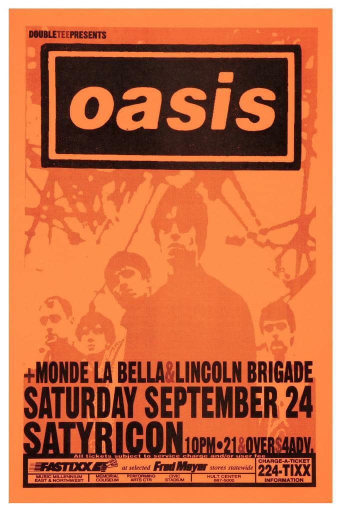 September 1994 Oasis USA concert poster.