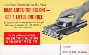 Ford’s Edsel Pacer postcard from 1958.