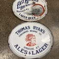 Porcelain beer trays. The value ranges from $600 to $2,500.