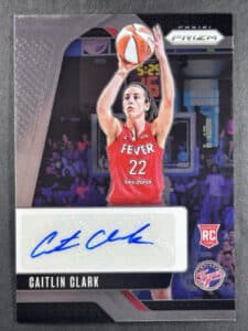 Caitlin Clarkメs Panini Rookie card sold for $366,000 in March 2025 at Goldin Auction.
