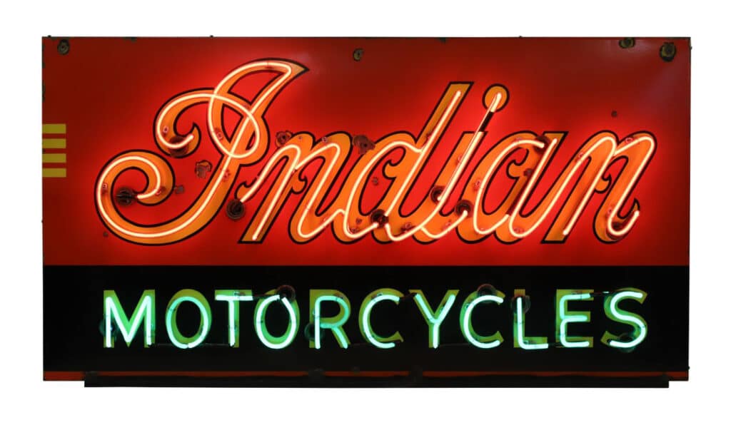 Indian Motorcycles sign, $78,300, Miller & Miller